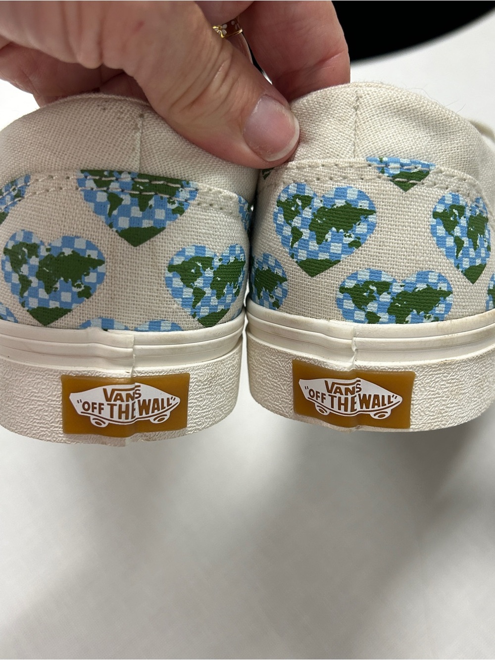 Vans Classic Slip-On Eco Theory Women’s 10 Earth Heart Checkerboard Shoes - Picture 5 of 7